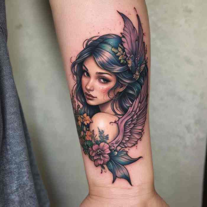 Mermaid with Fairy Wings Tattoo