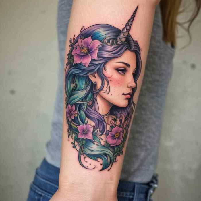 Mermaid with Unicorn tattoo
