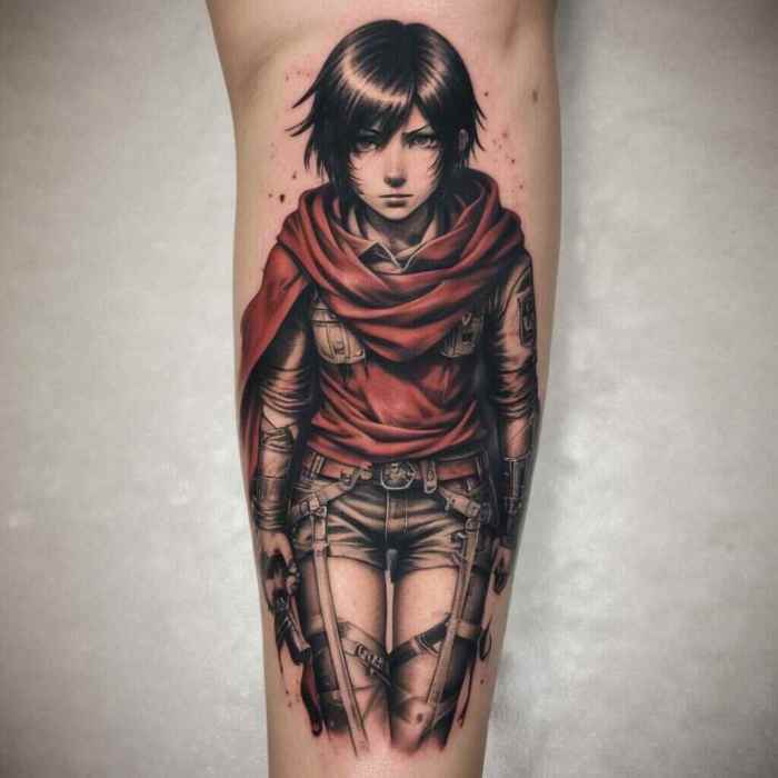 Mikasa Ackerman with the Red Scarf tattoo