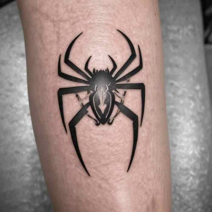 Minimal Spider with Initials tattoo
