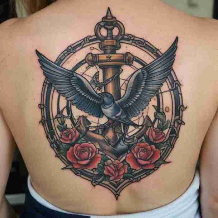 Old School Swallow and Anchor Tattoo