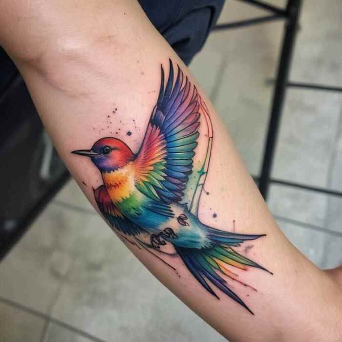 Rainbow Swallow Tattoo