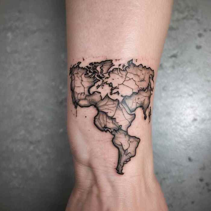 Roots Spanning a Map tattoo