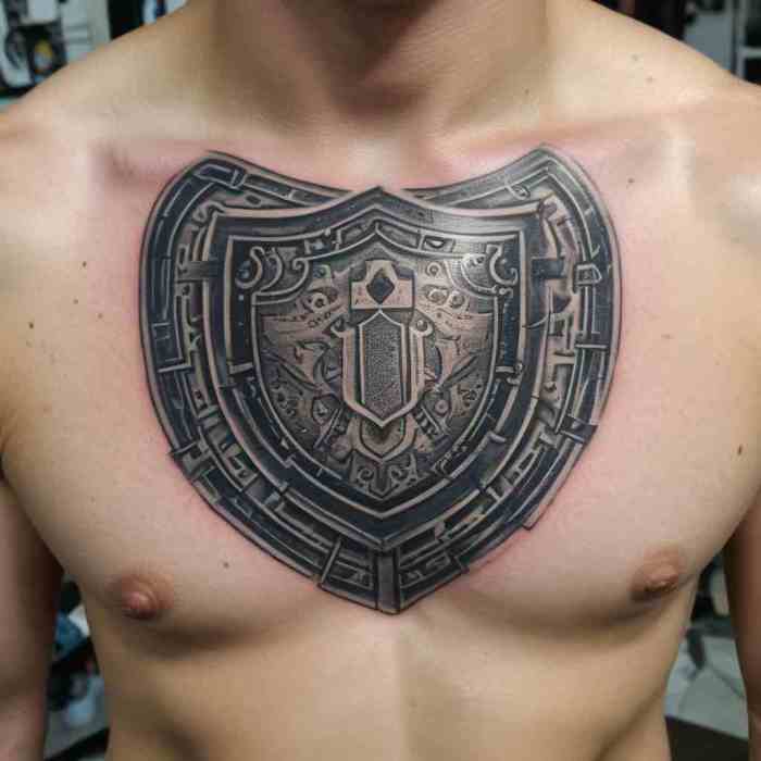Shield Pattern Chest Piece tattoo