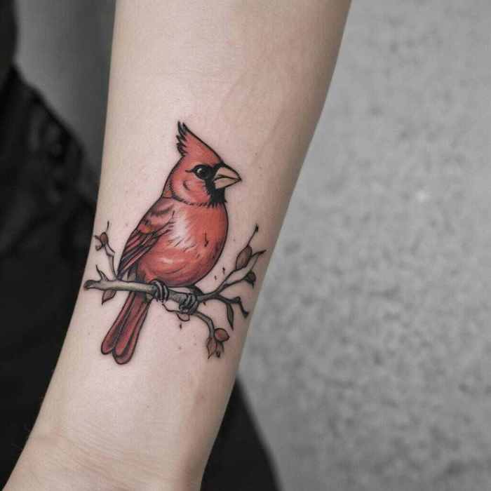 Simple Cardinal Outline on the Wrist Tattoo