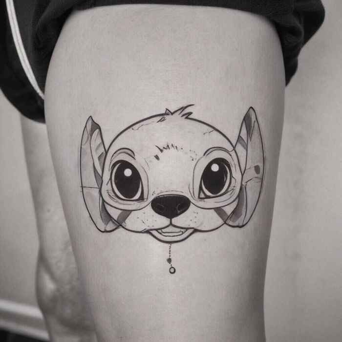 Simple Outline of Stitchs Face tattoo