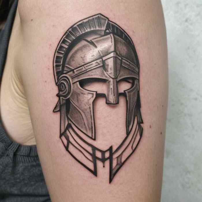 Simple Spartan Helmet Outline Tattoo