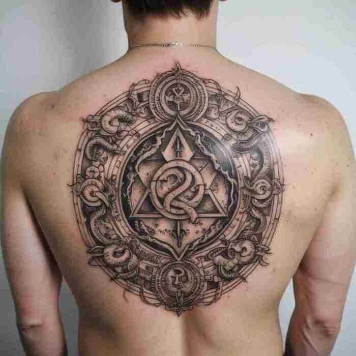 Snake and Alchemy Symbols tattoo