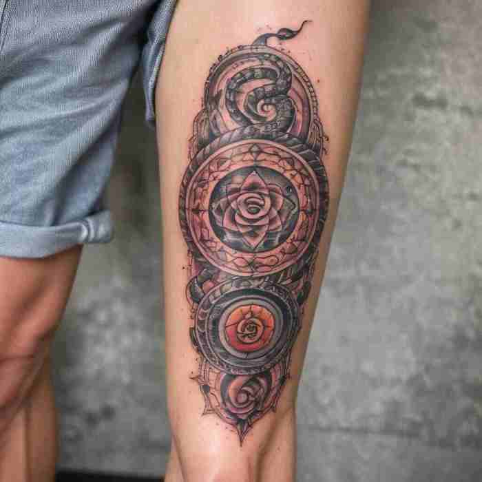 Snake and Chakra Symbols tattoo