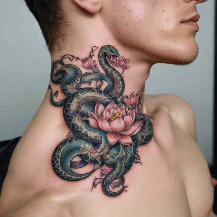 Snake and Lotus tattoo
