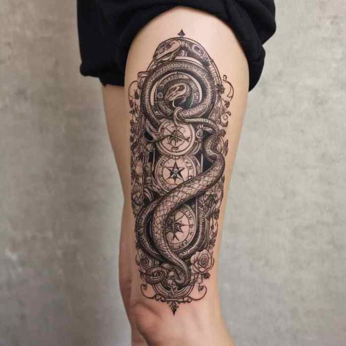 Snake and Tarot Card tattoo