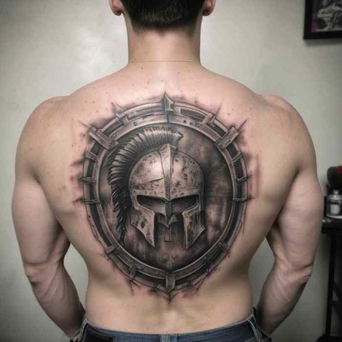 Spartan Warrior with Shield and Torch tattoo