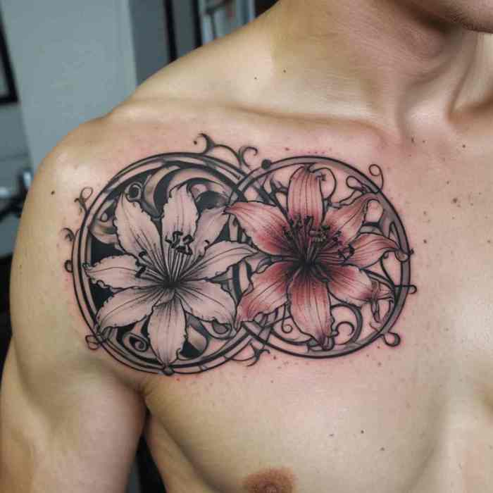 Spider Lily Paired with a Yin Yang Symbol tattoo