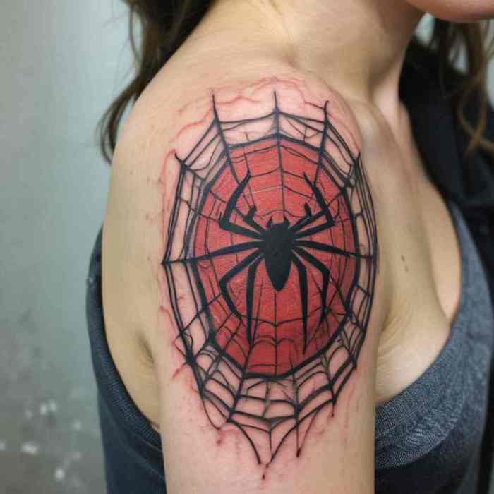 Spider Man Caught in a Web Tattoo