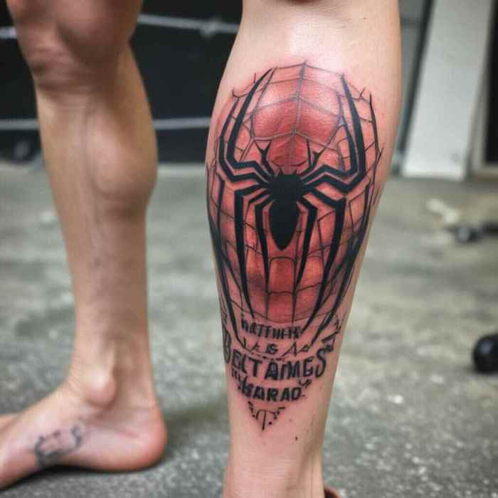 Spider Man with a Quote Tattoo