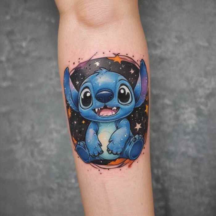 Stitch in Outer Space with Stars Tattoo