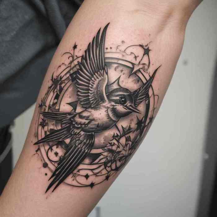 Swallow and Star tattoo