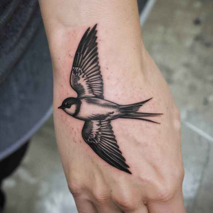 Swallow in Mid Flight Swallow Tattoo