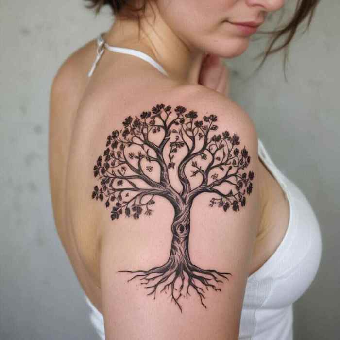 Tree Engraved with Names tattoo