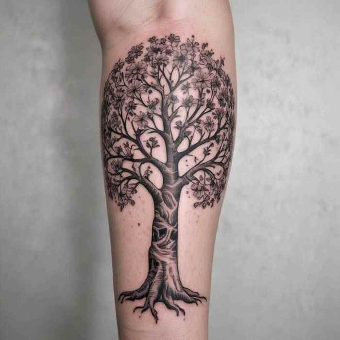 Tree with Blooming Flowers tattoo