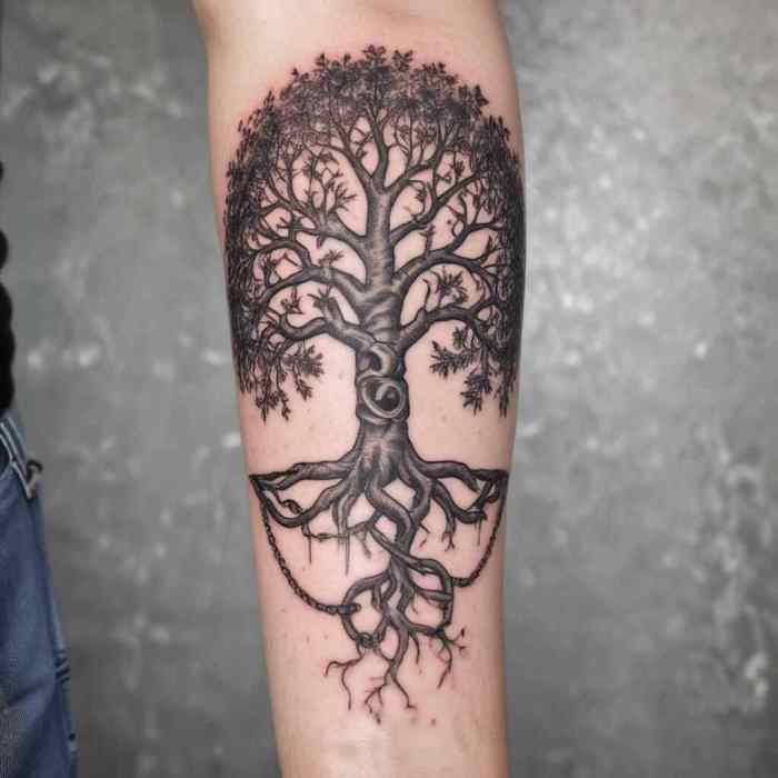 Tree with Chain Roots tattoo