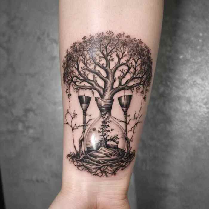 Tree with Hourglass Roots tattoo