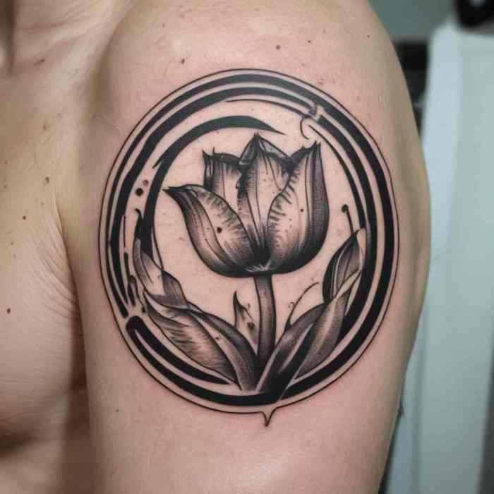 Tulip in a Yin Yang Design Tattoo