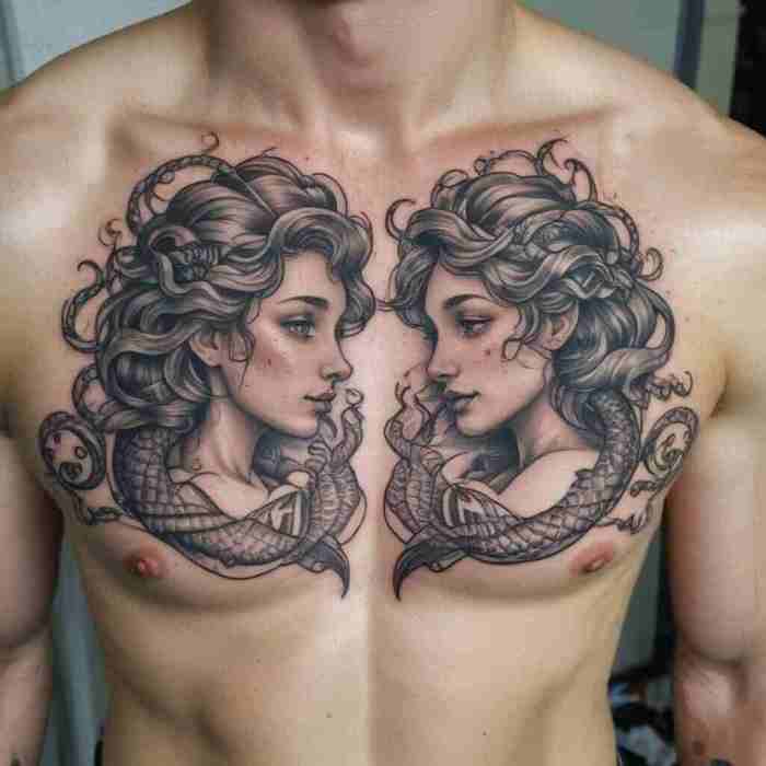 Two Intertwined Mermaids Tattoo