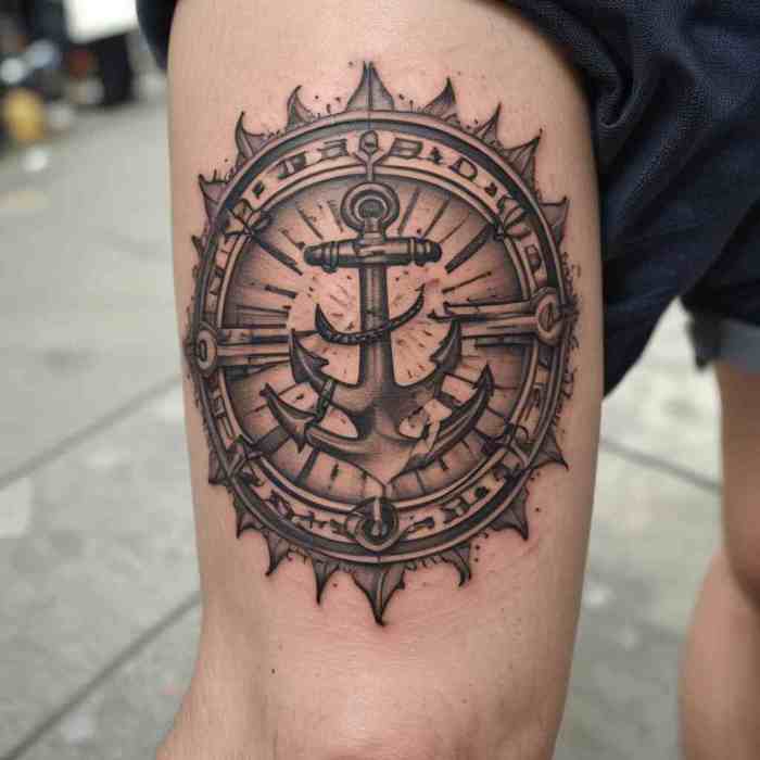 Anchor and Sun tattoo