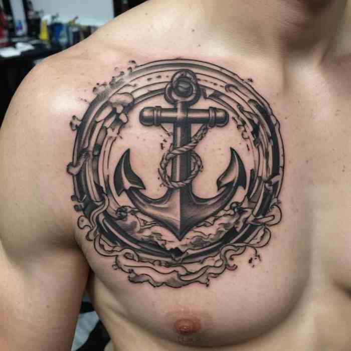 Anchor and Wave tattoo