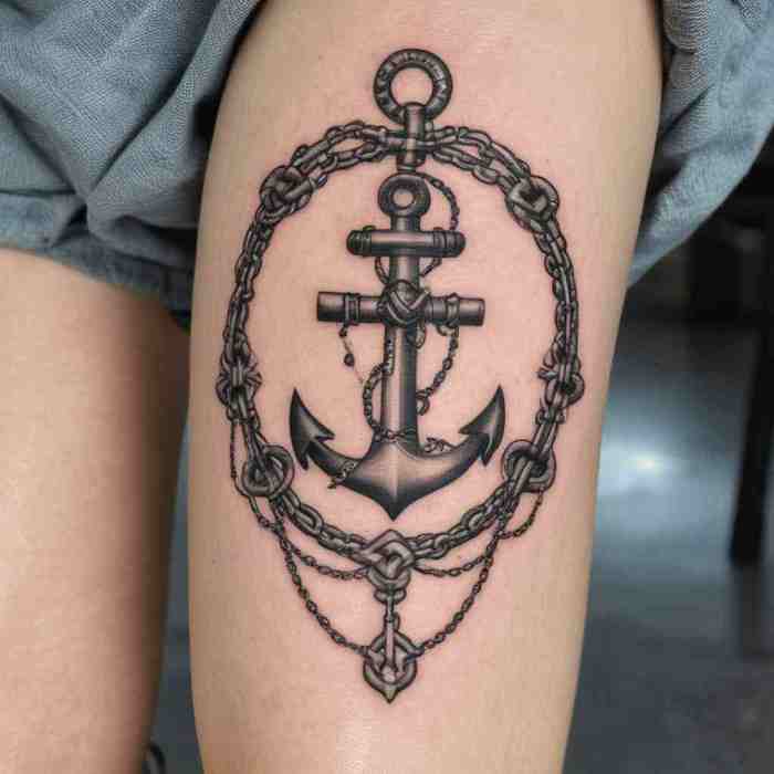 Anchor with Chains tattoo