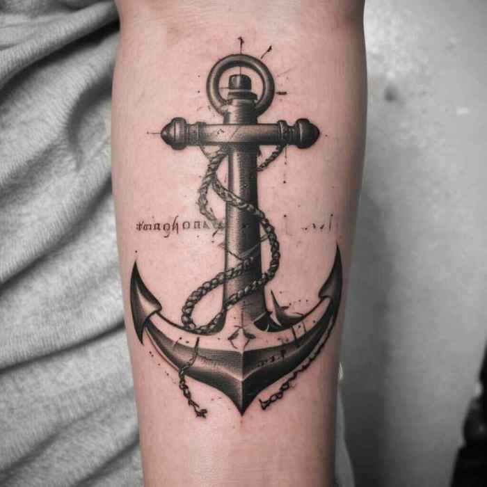 Anchor with Coordinates tattoo