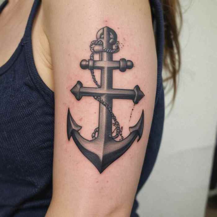 Anchor with Cross Tattoo