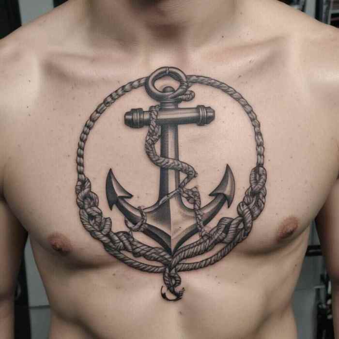 Anchor with Rope tattoo