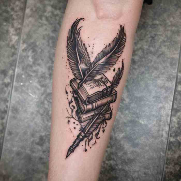 Book and Quill tattoo