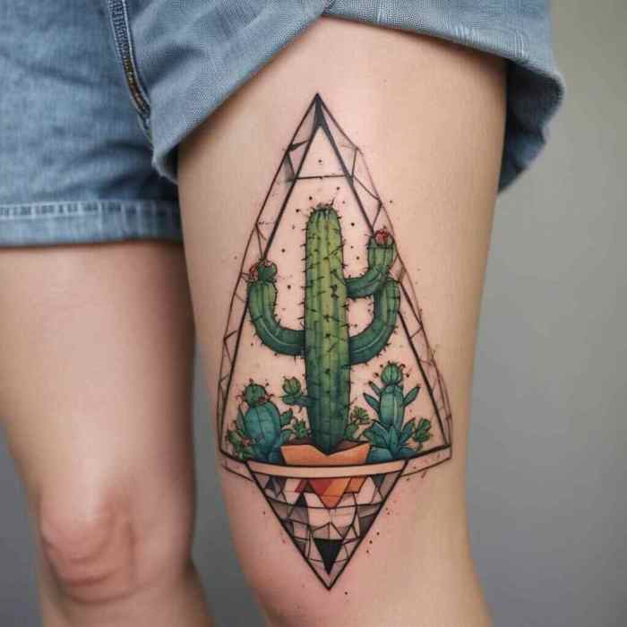 Cactus Made of Triangles and Shapes tattoo
