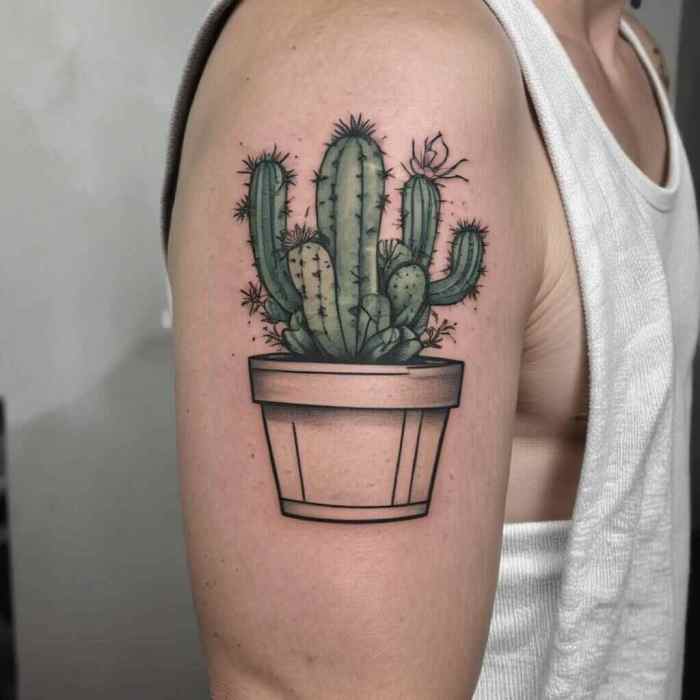 Cactus in a Pot with Clean Lines tattoo