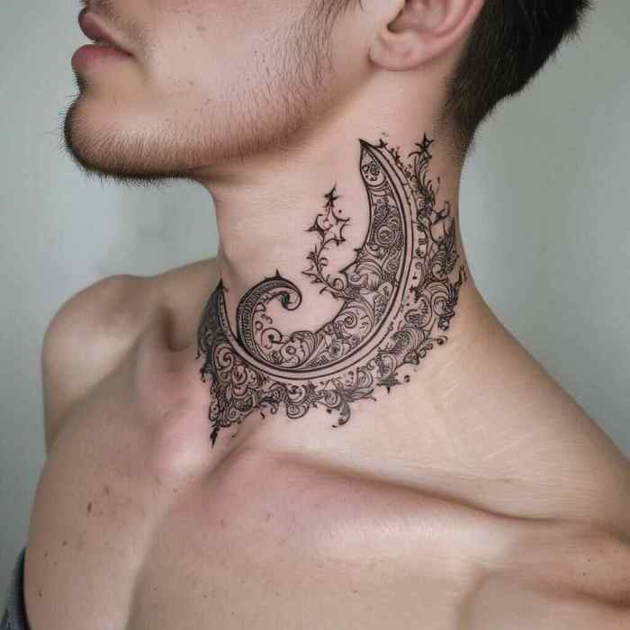 Crescent Moon with Ornate Filigree tattoo