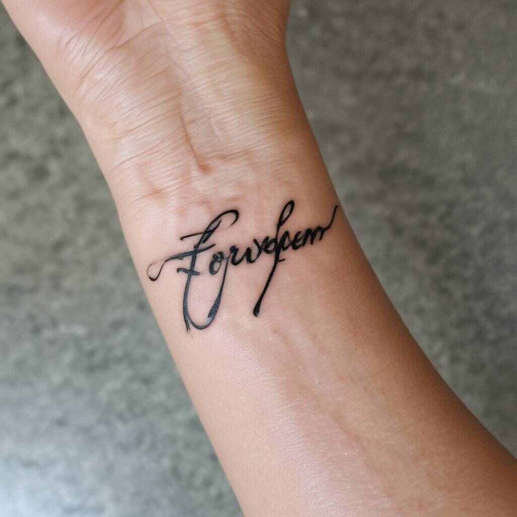 Forgiven Script tattoo