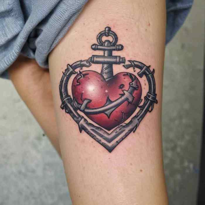 Heart and Anchor Combo Tattoo