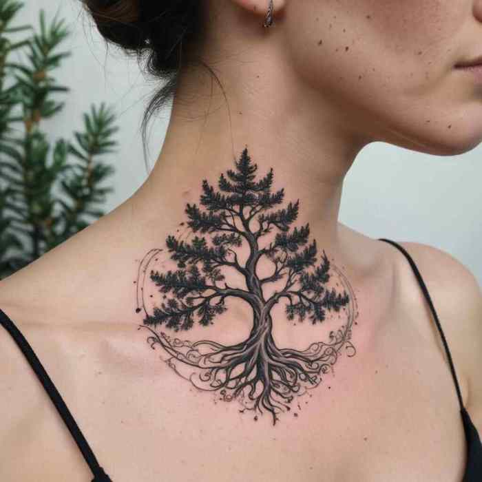 44 Serene Pine Tree Tattoo Ideas To Embrace Nature’s Quiet Strength! 33 Pine Tree Made of Swirling Patterns Tattoo