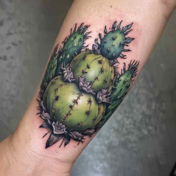 Prickly Pear Cactus with Realistic Spines tattoo