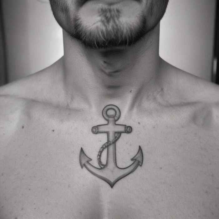 Simple Anchor Outline tattoo