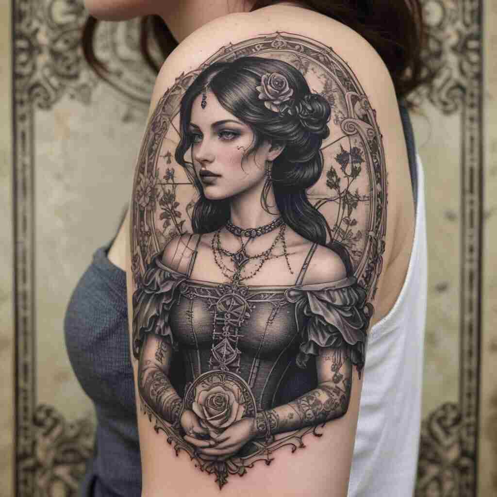 44 Elegant Gothic Tattoo Designs Inspired by Victorian Vintage Style