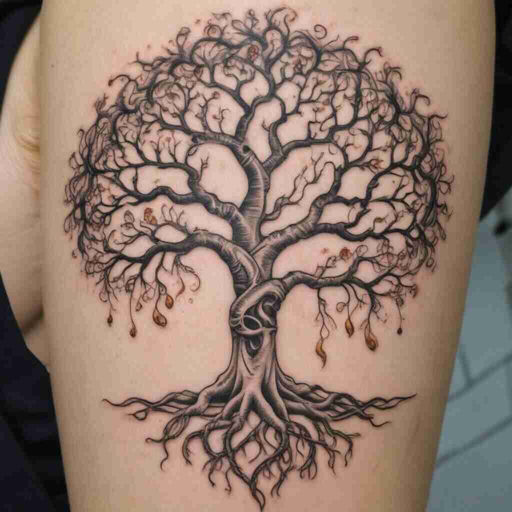 42 Twin Flame Tattoo Ideas That Burn Bright With Eternal Connection 26 Tree with Roots and Flames