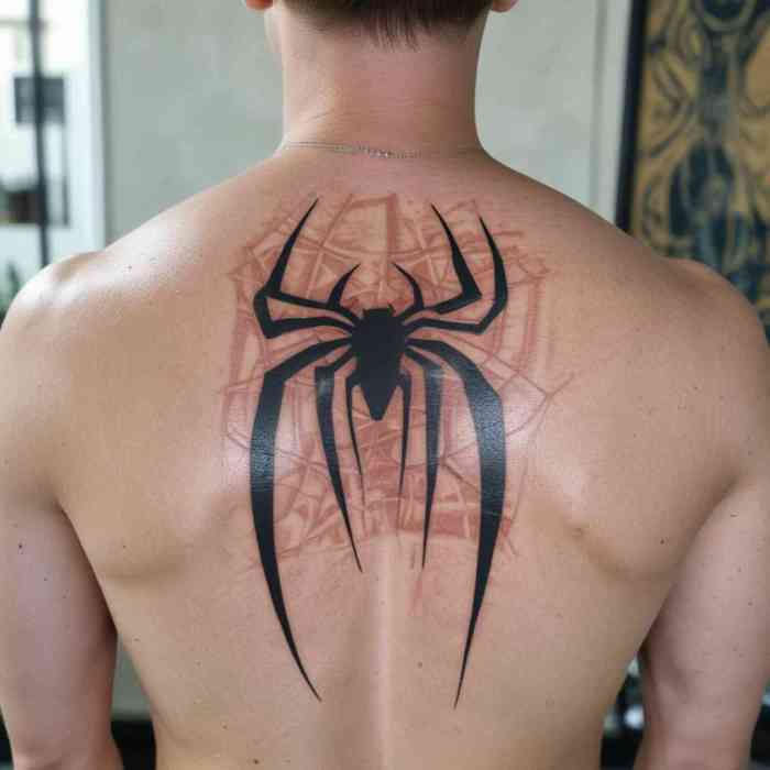 42 Jaw-Dropping Spiderman Back Tattoo Designs That Swing Into Action 13 Web Pattern 1