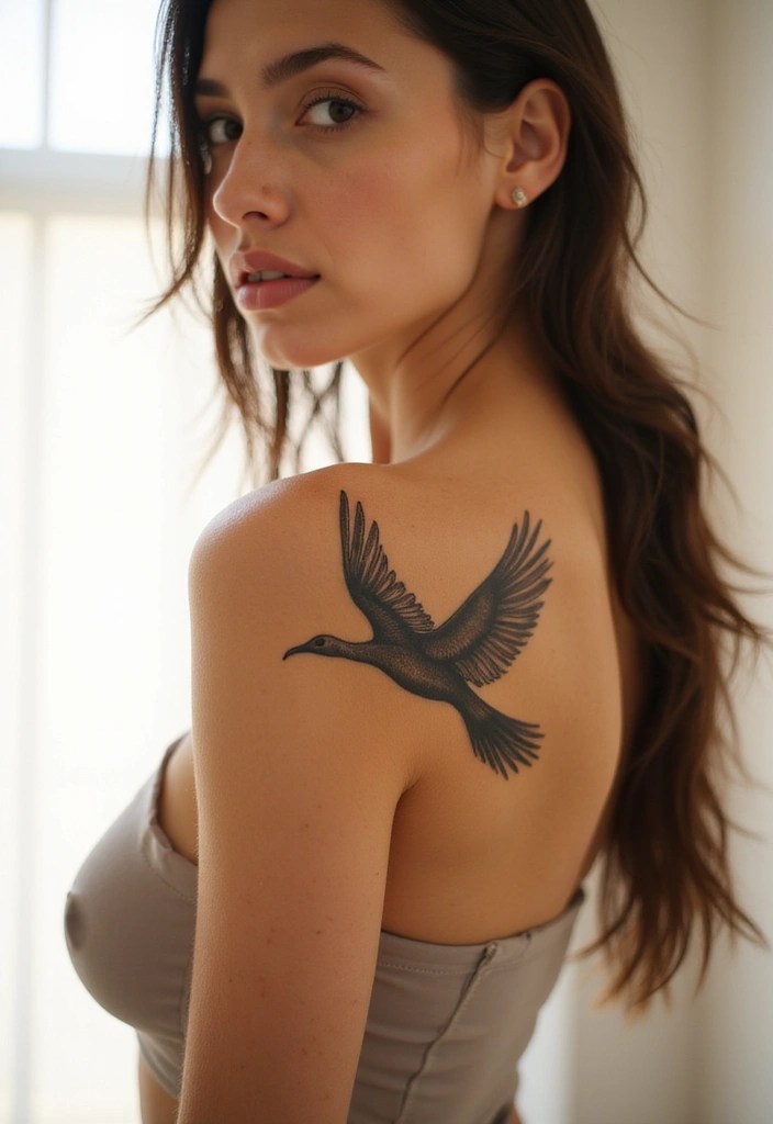 25 Bird Tattoo Designs That Fly Beyond Limits 129 25 Bird Tattoo Designs That Fly Beyond Limits - 20. Bird in Flight: Capturing Freedom