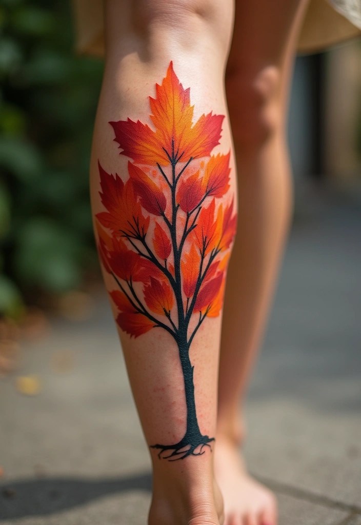 26 Tree Tattoo Ideas That Represent Life and Growth 42 26 Tree Tattoo Ideas That Represent Life and Growth - 7. The Autumn Maple
