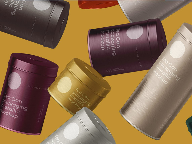 Vector template for glossy cosmetic magazine. Tea Can Metallic Mockup Free By Minton Studio Epicpxls