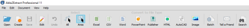 Convert PDF with Able2Extact: Selection Panel